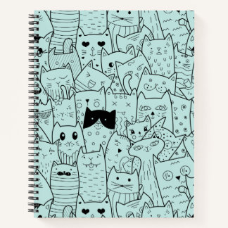 Carnet Motif des Doodles de chats Kawaii
