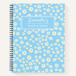 Carnet Motif des marguerites de printemps de Boho bleu