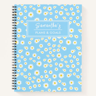 Carnet Motif des marguerites de printemps de Boho bleu