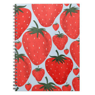 Carnet Motif d'été avec fraises isolées à la lumière