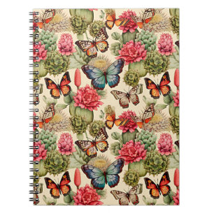 Carnet Motif d'été lumineux avec papillons et cactus