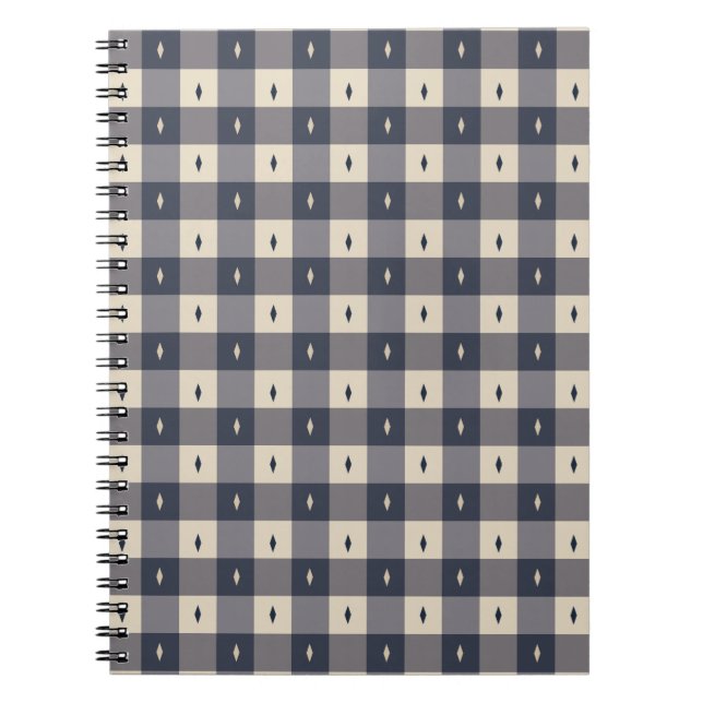 Carnet Motif diamant à damier gris marine (Devant)