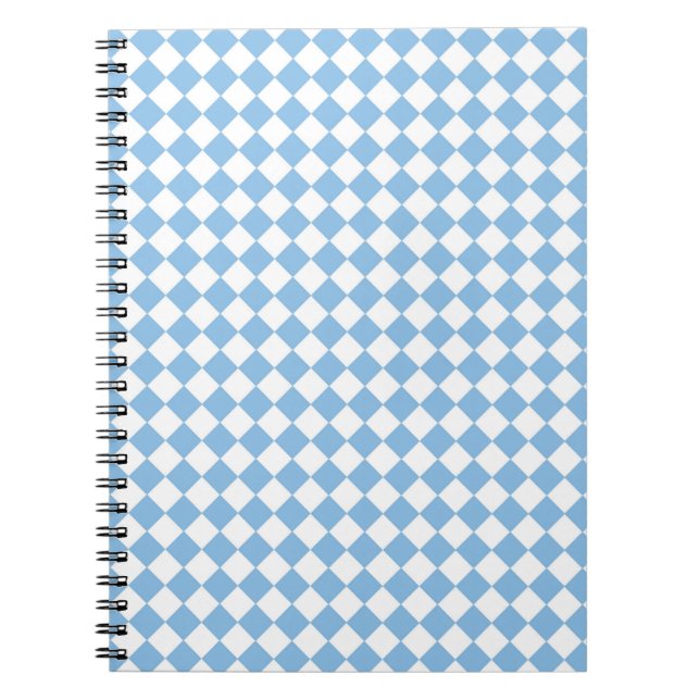 Carnet Motif diamant de damier bleu et blanc (Devant)