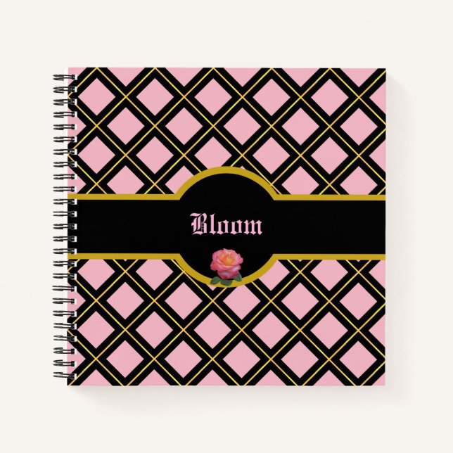 Carnet Motif Diamant d'or et de noir (Devant)