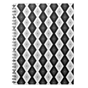 Carnet Motif diamant noir, blanc et gris