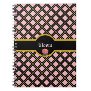Carnet Motif diamant noir et or élégant