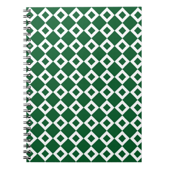 Carnet Motif Diamant vert et blanc (Devant)