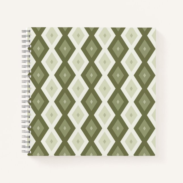 Carnet Motif diamant vert olive (Devant)