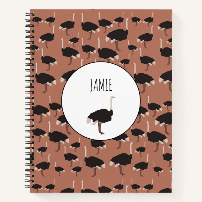Carnet Motif d'illustration d'Ostrich personnalisé (Devant)