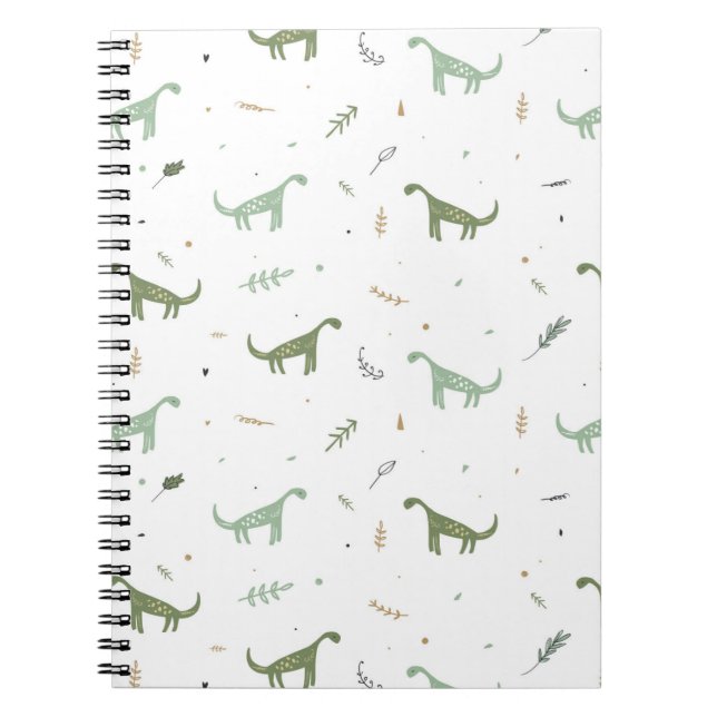 Carnet Motif Dinosaure Vert (Devant)