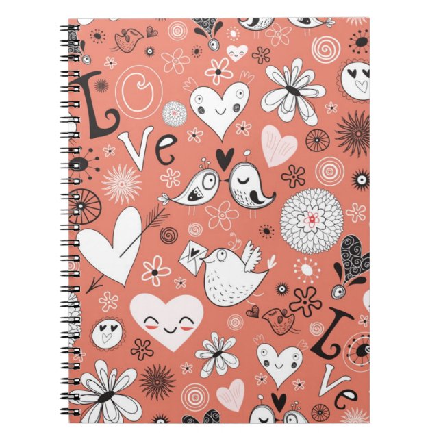 Carnet Motif d'inséparables (Devant)