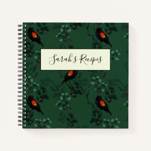 Carnet Motif d'oiseau-noir à ailes rouges