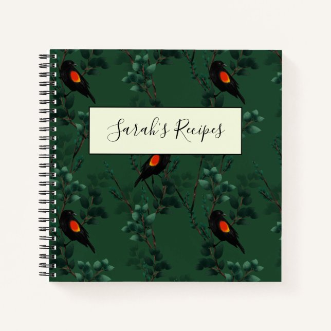 Carnet Motif d'oiseau-noir à ailes rouges (Devant)