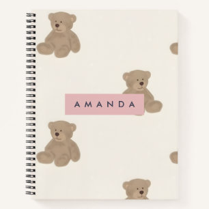 Carnet Motif d'ours farci Pastel personnalisé adorable