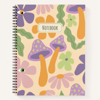 Carnet Motif du champignon Retro Boho