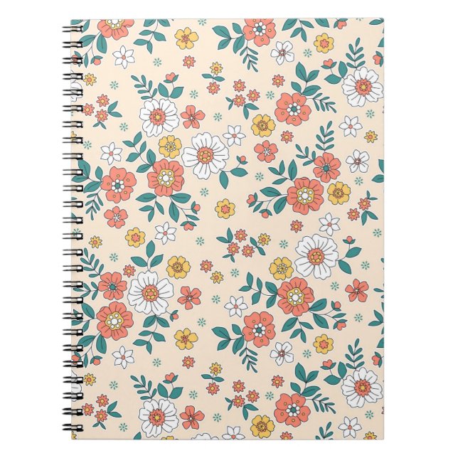 Carnet Motif du jardin de fleurs de corail (Devant)