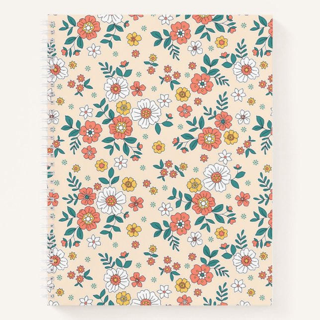 Carnet Motif du jardin de fleurs de corail (Devant)