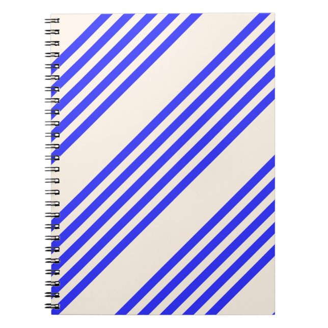 Carnet Motif électrique bleu et beige cinq bandes (Devant)