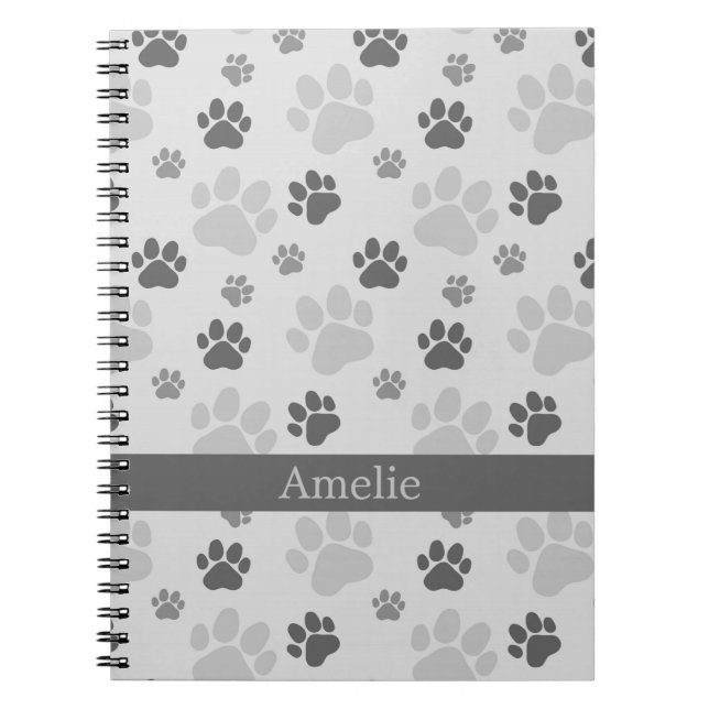 Carnet Motif Empreinte de patte de chats gris (Devant)