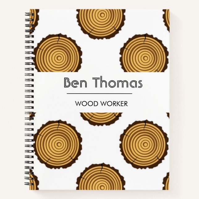 Carnet Motif en bois rond blanc (Devant)