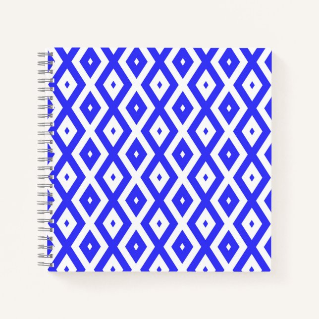 Carnet Motif en diamant bleu et blanc (Devant)