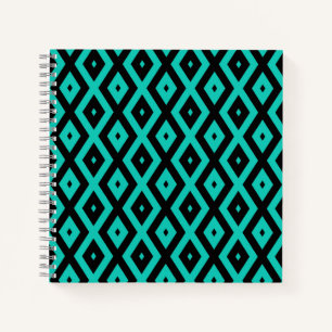 Carnet Motif en diamant noir et turquoise