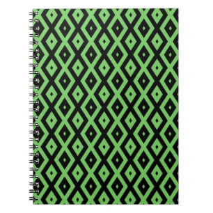 Carnet Motif en diamant vert citron et noir
