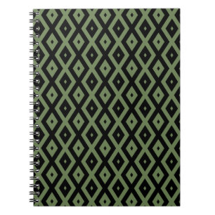 Carnet Motif en diamant vert olive et noir