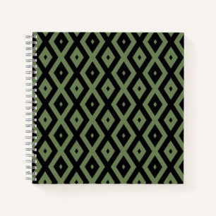 Carnet Motif en diamant vert olive et noir