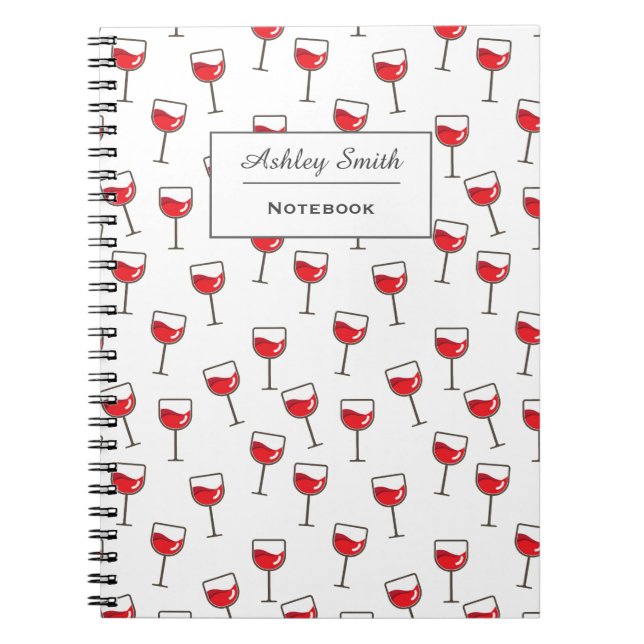 Carnet Motif en verre de vin rouge personnalisé (Devant)