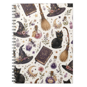 Carnet Motif ensorcelant de Halloween avec des chats noir
