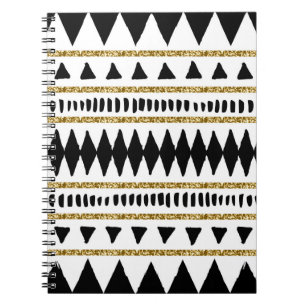 Carnet Motif ethnique Black Gold Parties scintillant