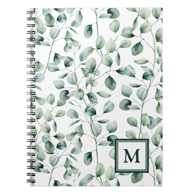 Carnet Motif Eucalyptus aquarelle (Devant)
