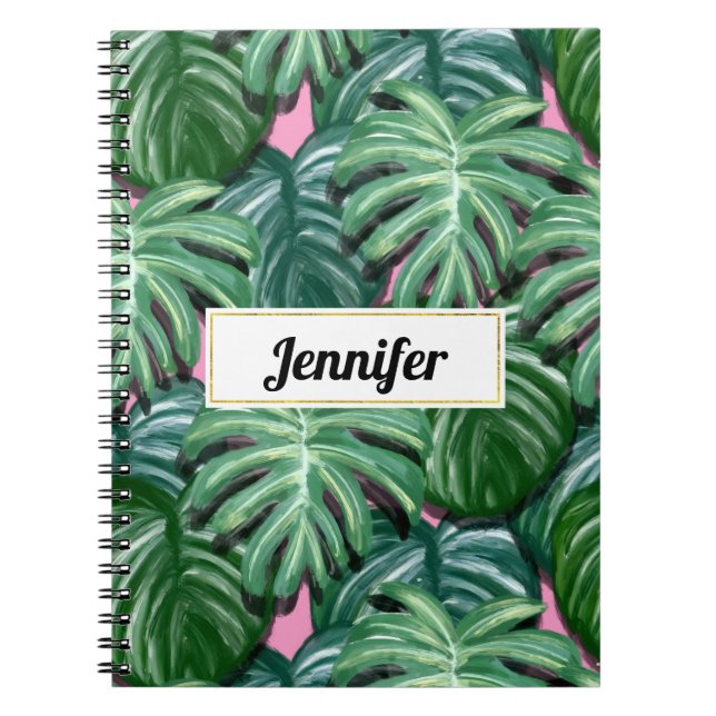 Carnet Motif exotique Feuille tropical vert (Devant)