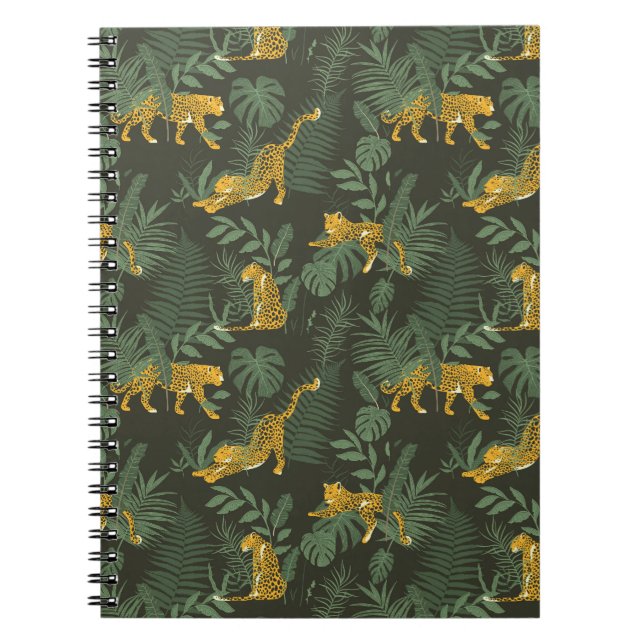 Carnet Motif feuille de la jungle léopard et jungle (Devant)
