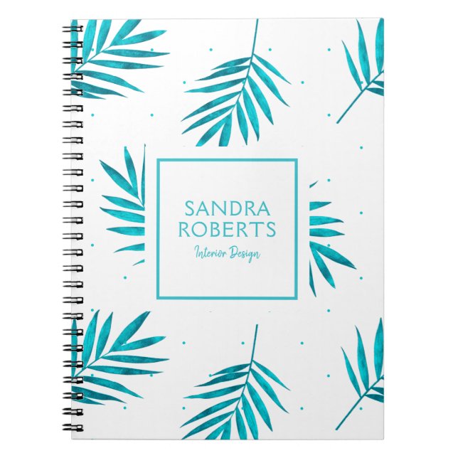 Carnet Motif feuille de palme Turquoise (Devant)