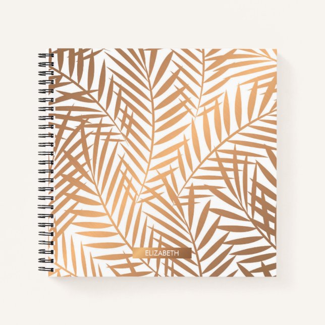Carnet Motif feuille de palmier d'or (Devant)