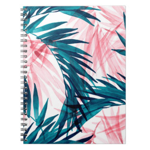 Carnet Motif feuille de palmier vert et rose