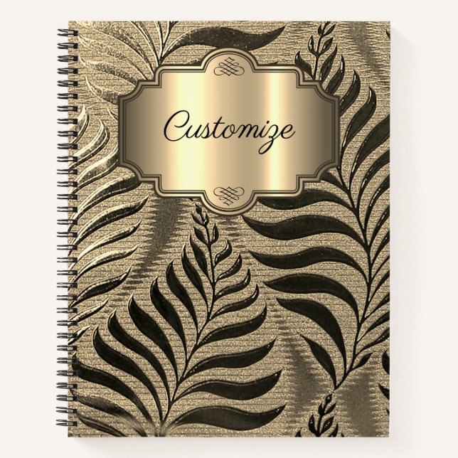 Carnet Motif Feuille d'or personnalisé (Devant)