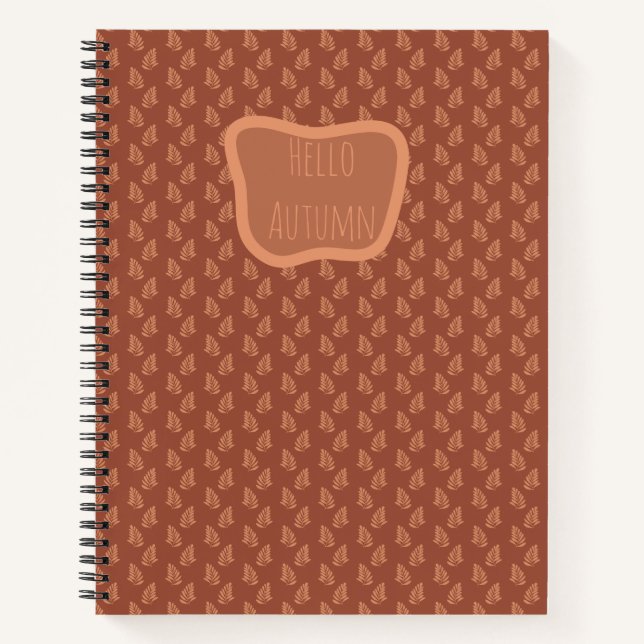 Carnet Motif feuille sur arrière - plan brun chaud, (Devant)