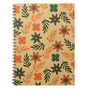 Carnet Motif Feuille Vintage les années 70 Floral