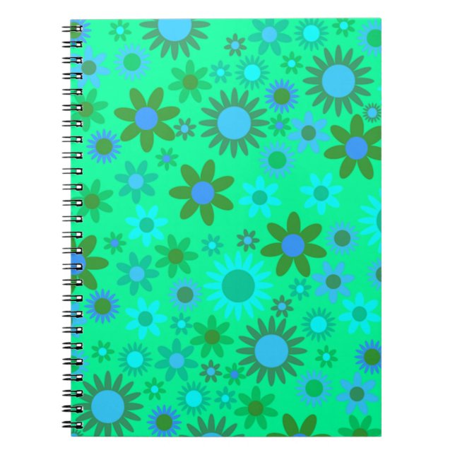 Carnet Motif Fleur de pouvoir vert brillant (Devant)
