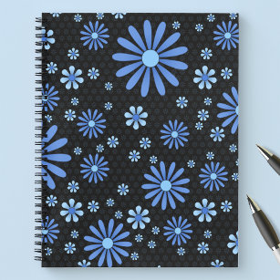 Carnet Motif floral bleu Flower Power Daisy