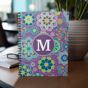 Carnet Motif floral coloré amusant Monogramme personnalis