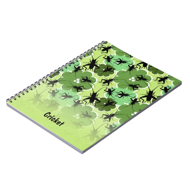 Carnet Motif floral de cricket vert + noir (Côté gauche)