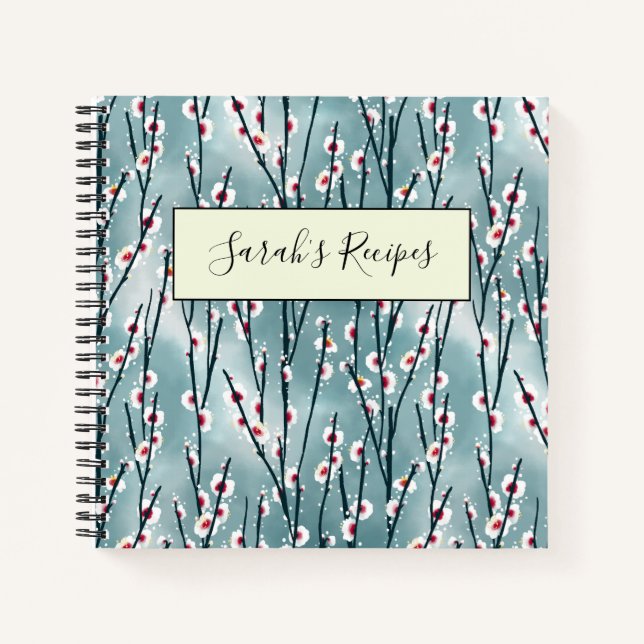Carnet Motif floral de fleurs de prune de printemps (Devant)