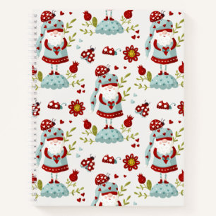 Carnet Motif floral de gnome scandinave mignon