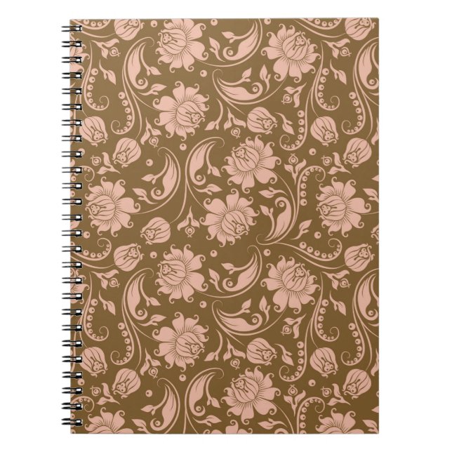 Carnet Motif floral de rose et de brun (Devant)