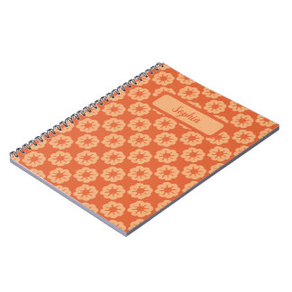 Carnet Motif floral dessiné à la main orange terreux