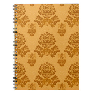 Carnet Motif floral en damas doré